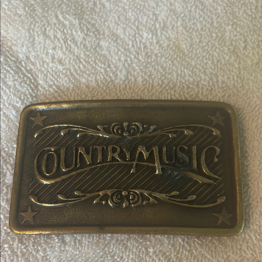 Vintage Indiana Metal Craft Bronze Country Music Belt Buckle GVC